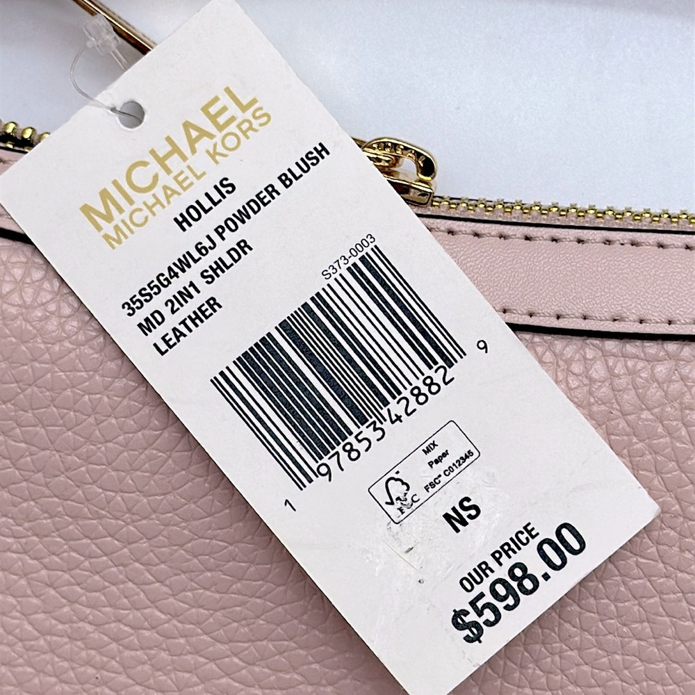 MICHAEL KORS Hollis Medium 2-in-1 Pebbled Leather and Logo Jacquard Shoulder Bag - Picture 16 of 16